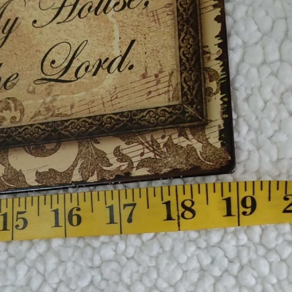 Vintage-Inspired Home Wall Plaque - Cream‎ & Brown - Metal Art - Religious